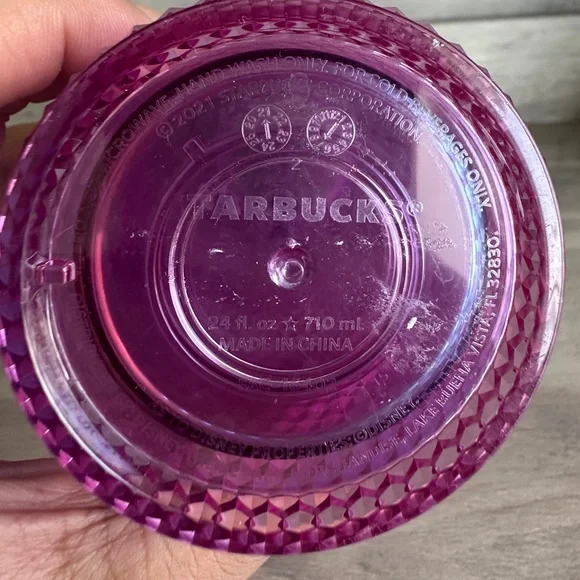 New 2021 Disney World 50th Anniversary Starbucks Purple 24 oz Tumbler Cup 9" - Picture 2 of 3